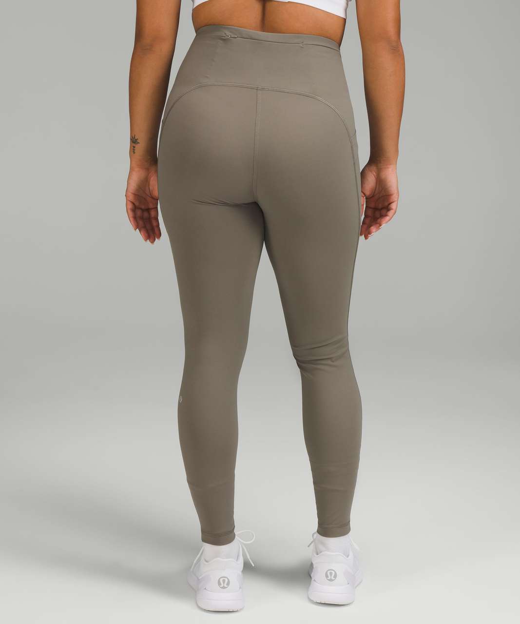 Lululemon Speed Wunder Tight *Asym Free Spirit Ice Grey Black / Black Size  10