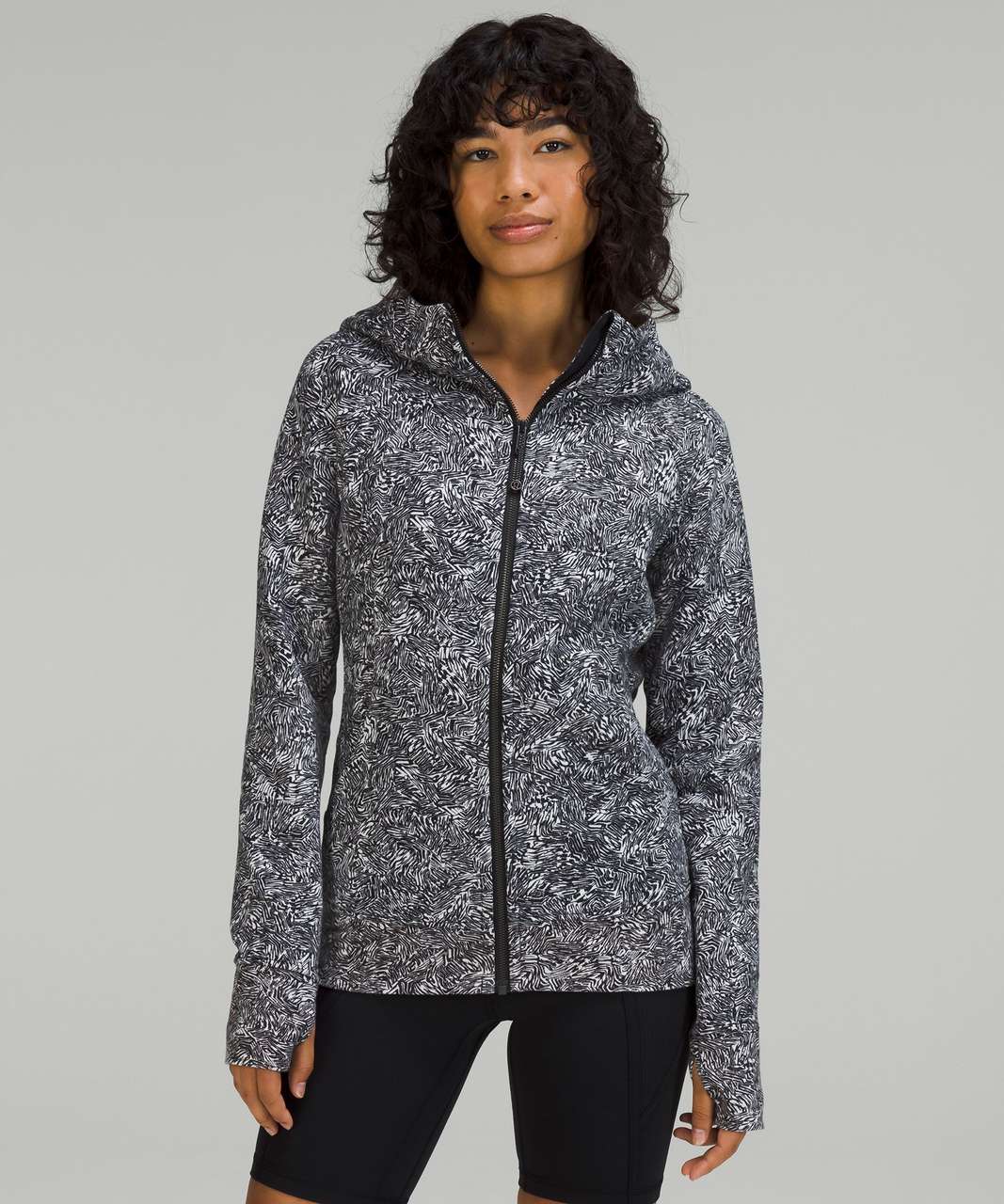 Lululemon Scuba Full-Zip Hoodie - Offbeat Alpine White Black - lulu fanatics