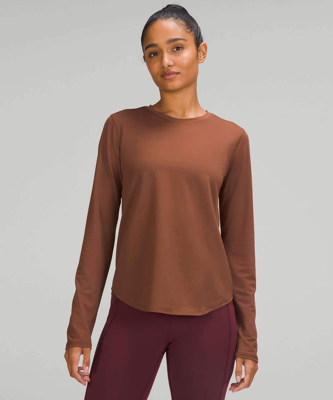 Lululemon High-Neck Running and Training Long Sleeve Shirt - Roasted Brown