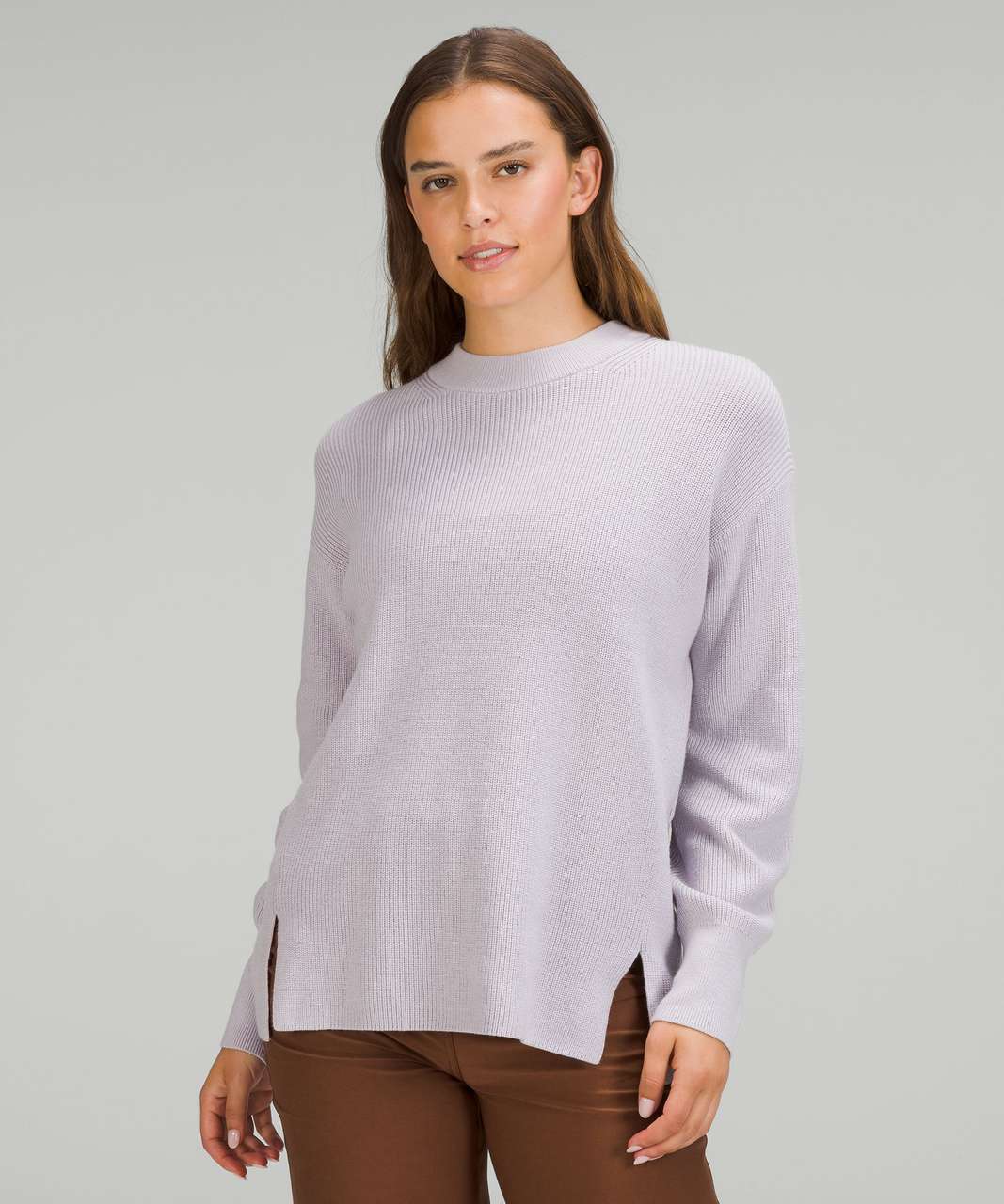 Lululemon Merino Wool-Blend Ribbed Crewneck Sweater - Faint Lavender