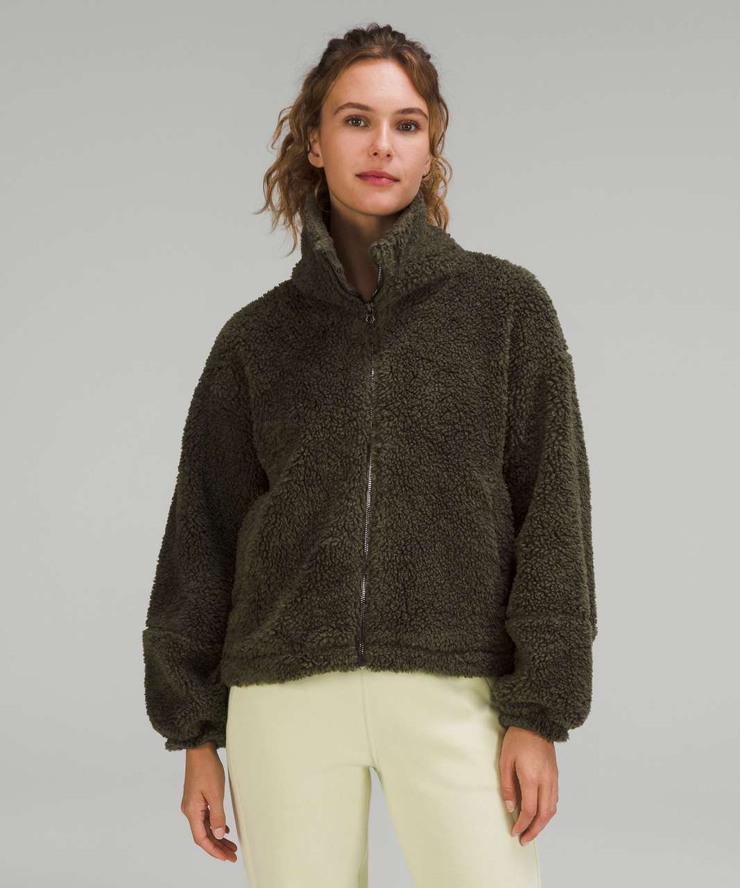 lululemon athletica Textured Fleece Cinchable Full Zip in Brown