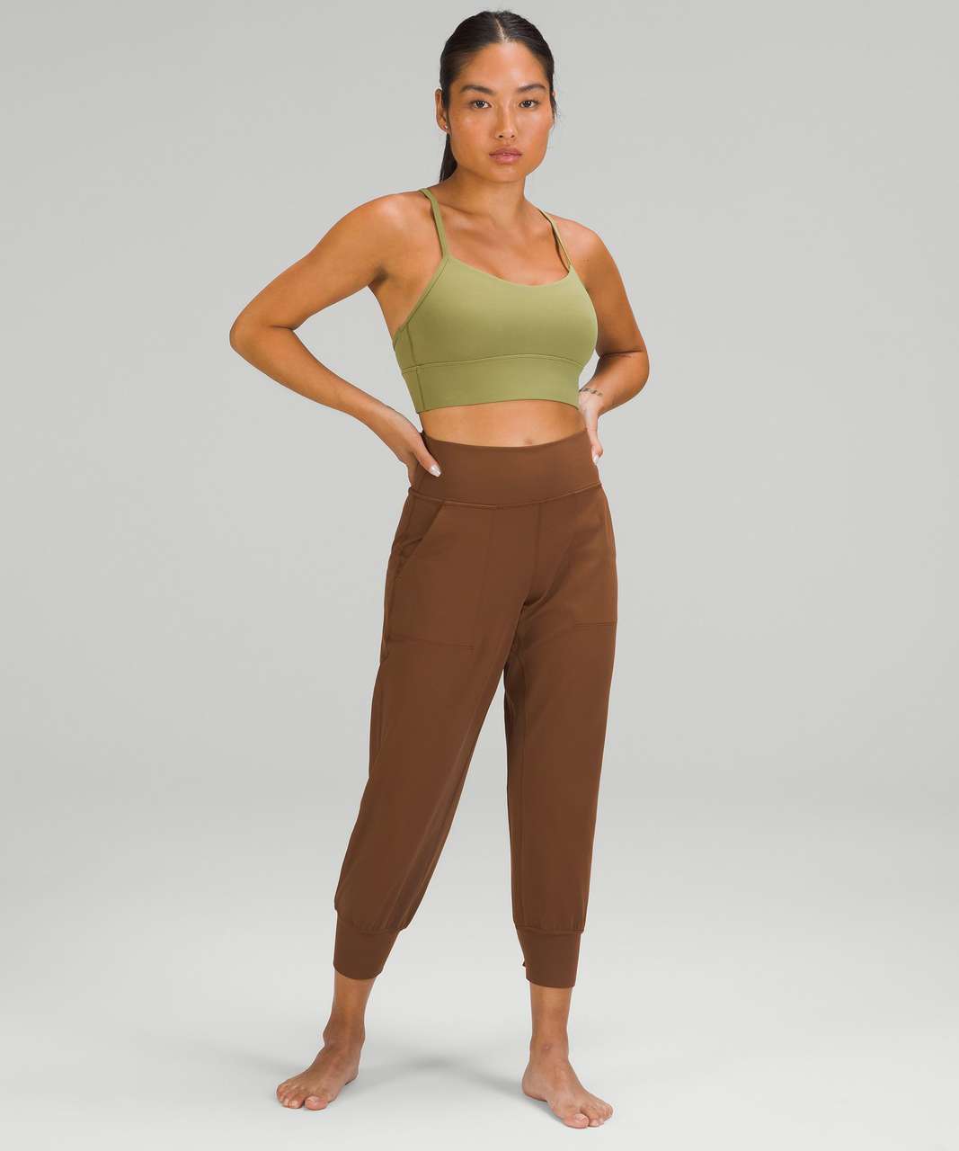 Women's SAGE Brown Large Jogger Style pants Lululemon Align Jogger Dupe