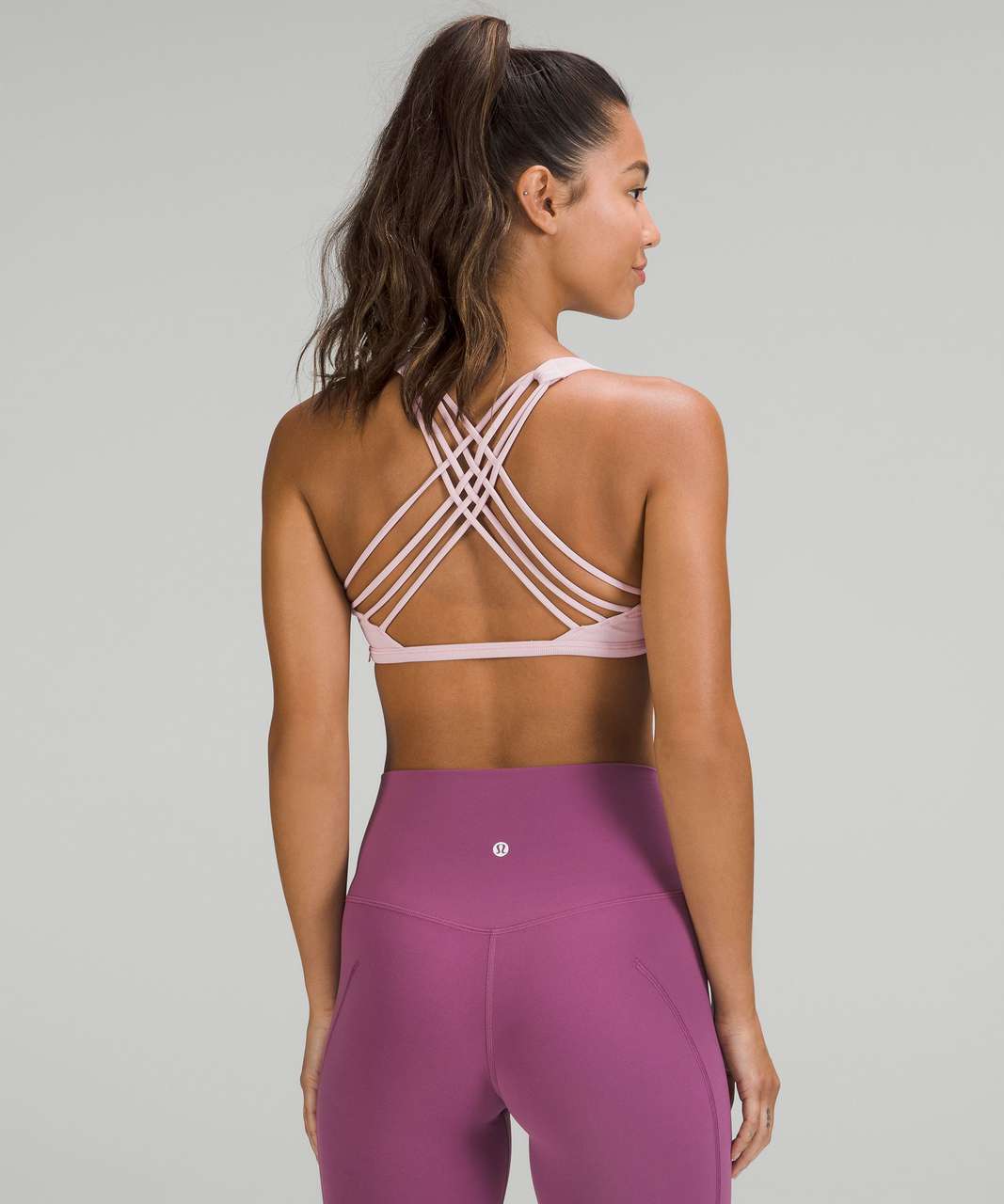 Lululemon Ribbed Nulu High-Neck Yoga Bra - Pink Peony - lulu fanatics