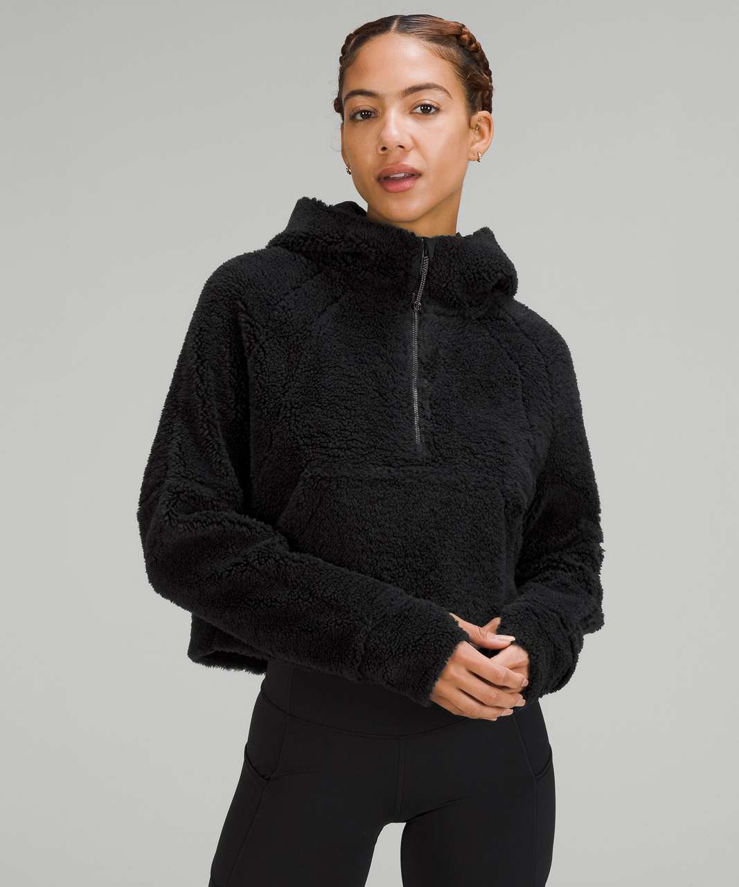 Lululemon Scuba Oversized Half-Zip Fleece Hoodie - Black - lulu fanatics