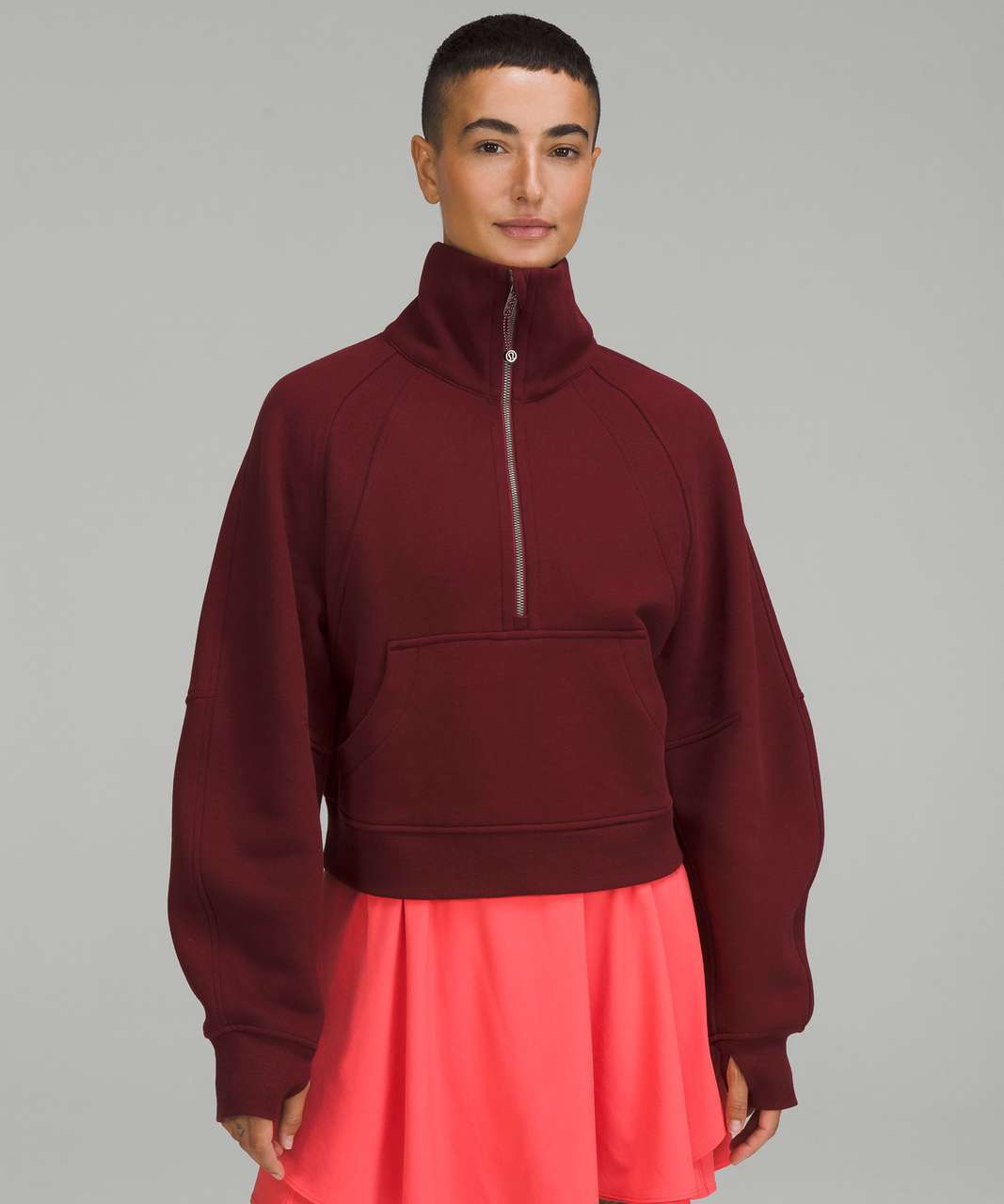 Lululemon Scuba Oversized Funnel Neck Half Zip - Red Merlot