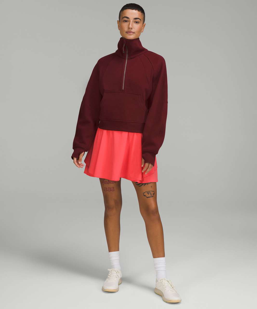 Lululemon Scuba Oversized Funnel Neck Half Zip - Red Merlot