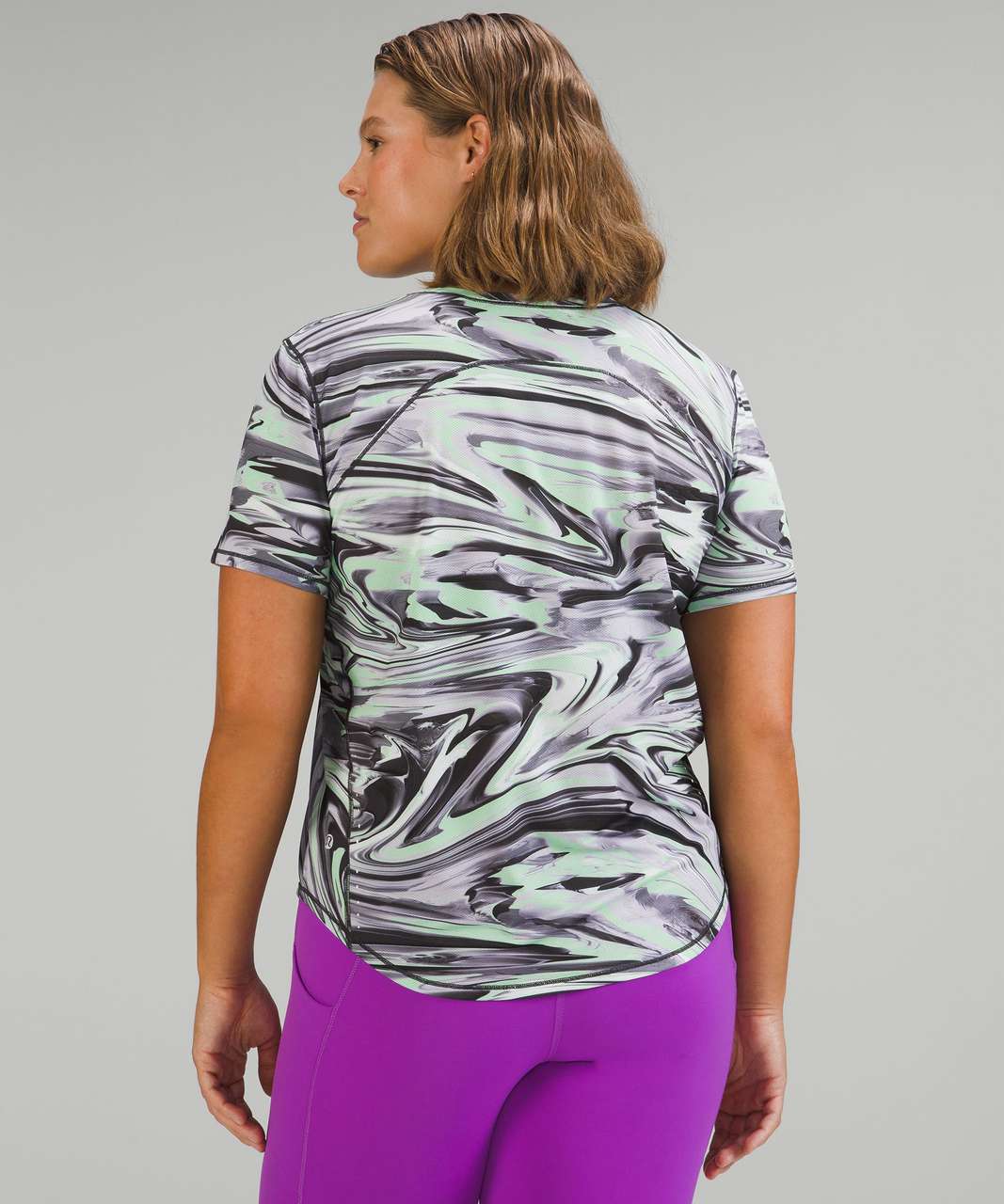 Lululemon High-Neck Running and Training T-Shirt - Paint Glide Warp Multi