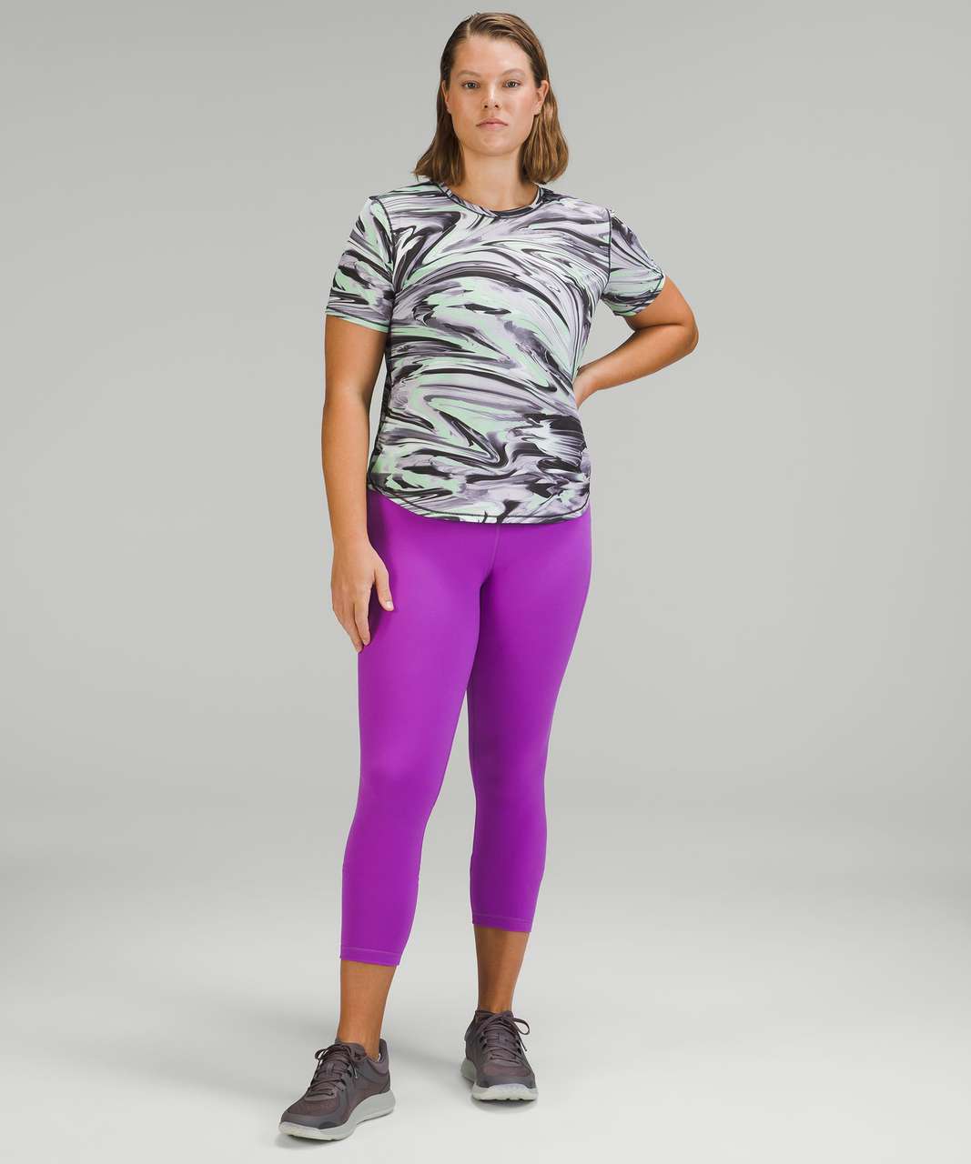 Lululemon High-Neck Running and Training T-Shirt - Paint Glide Warp Multi