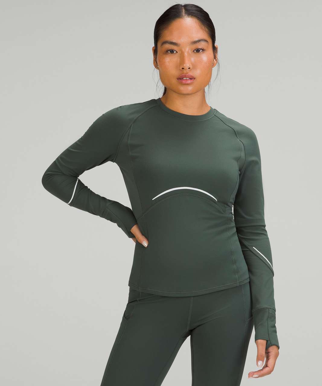 Lululemon Rulu Reflective Running Long Sleeve Shirt - Smoked Spruce