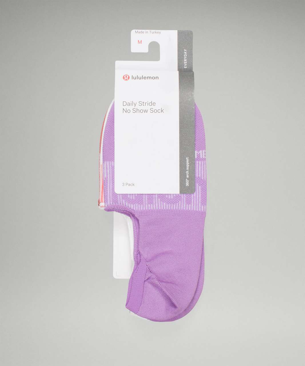 Lululemon Daily Stride No-Show Sock 3 Pack - Purple Blossom / White / Brier Rose