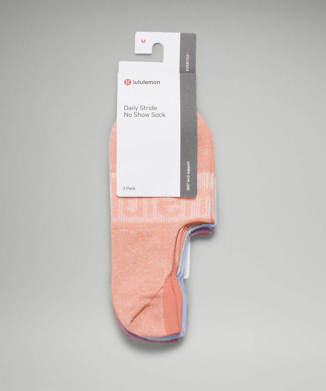 Lululemon Daily Stride No-Show Sock 3 Pack - Pink Taupe / Blue Linen / Pink Savannah