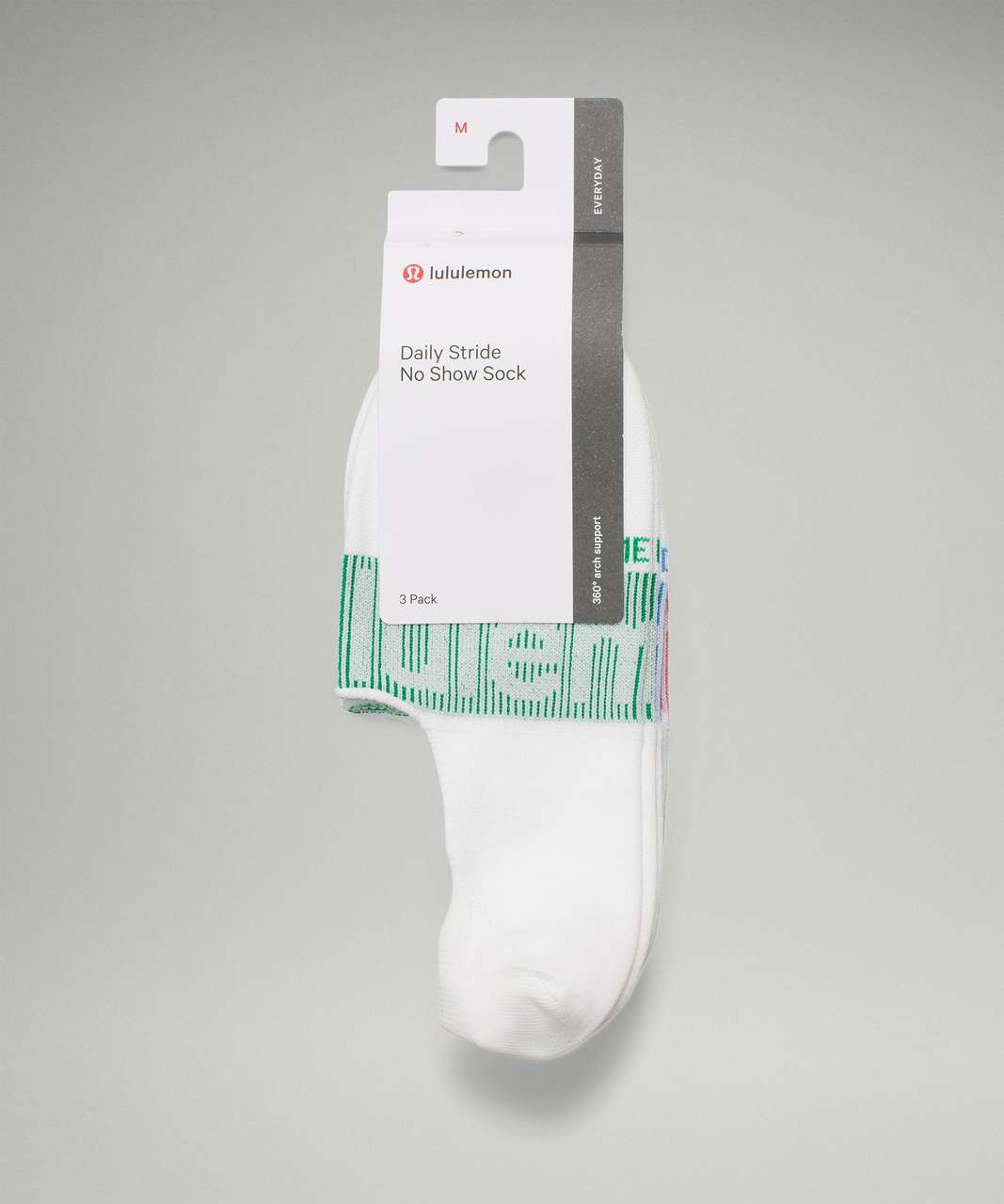 Lululemon Daily Stride No-Show Sock 3 Pack - Emerald Ice / Blue Nile / Pink Blossom