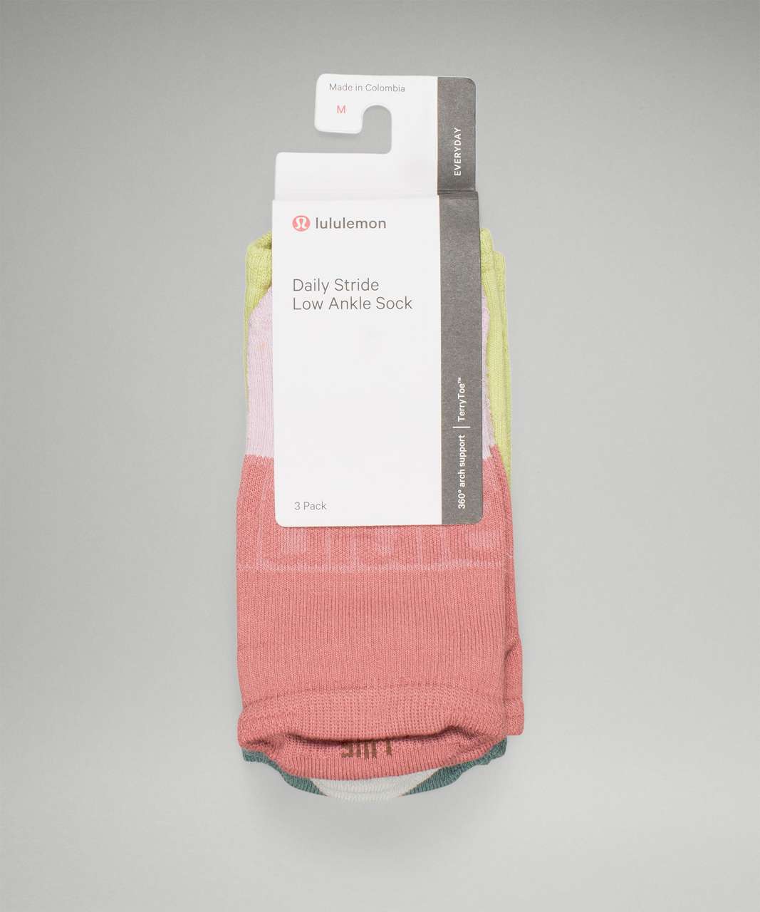 Lululemon Daily Stride Low-Ankle Sock 3 Pack *Multi-Colour - Brier Rose / Wasabi / Tidewater Teal