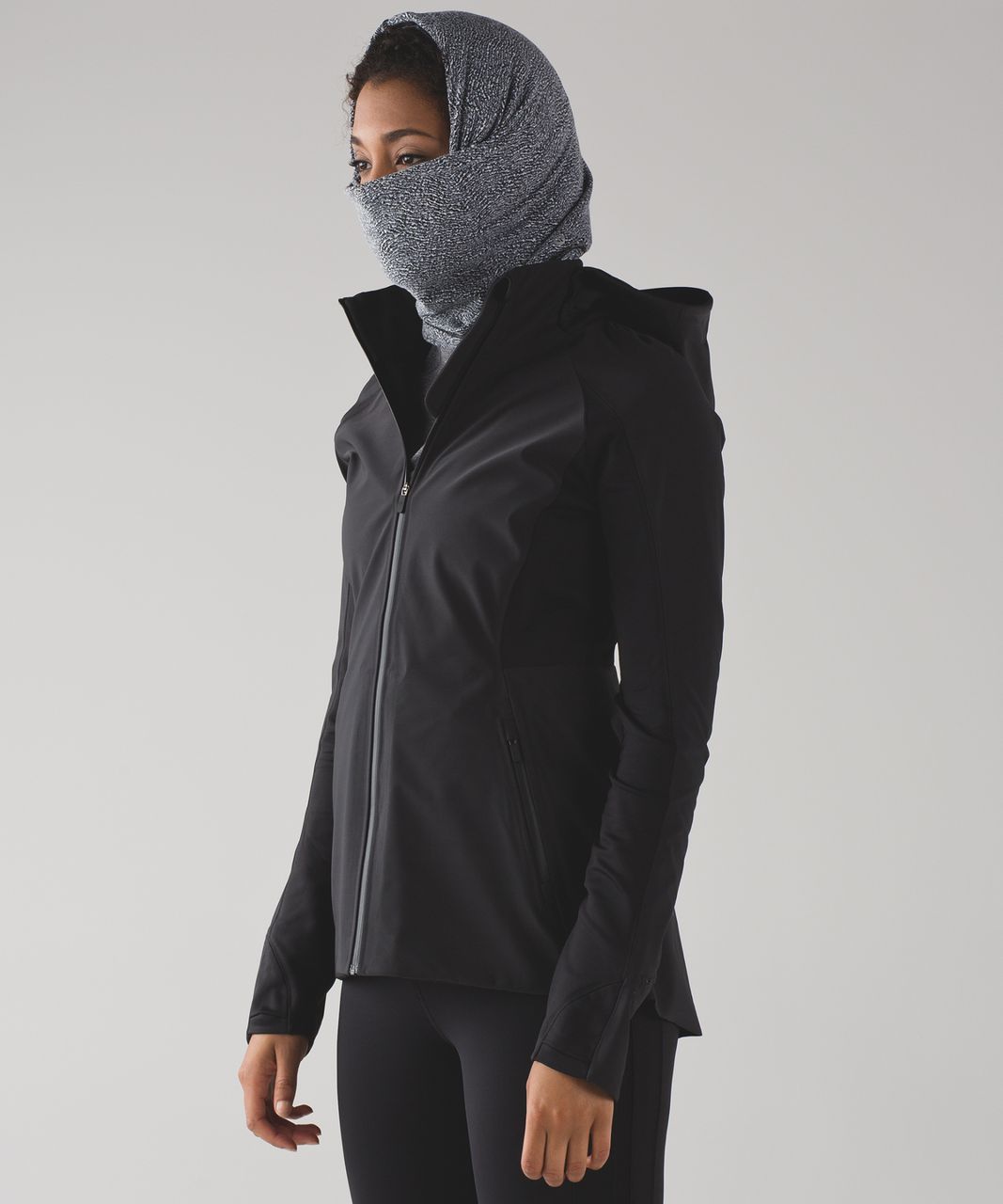 Lululemon Run Fast Neck Warmer - Running Luon Ripple Jacquard Black White