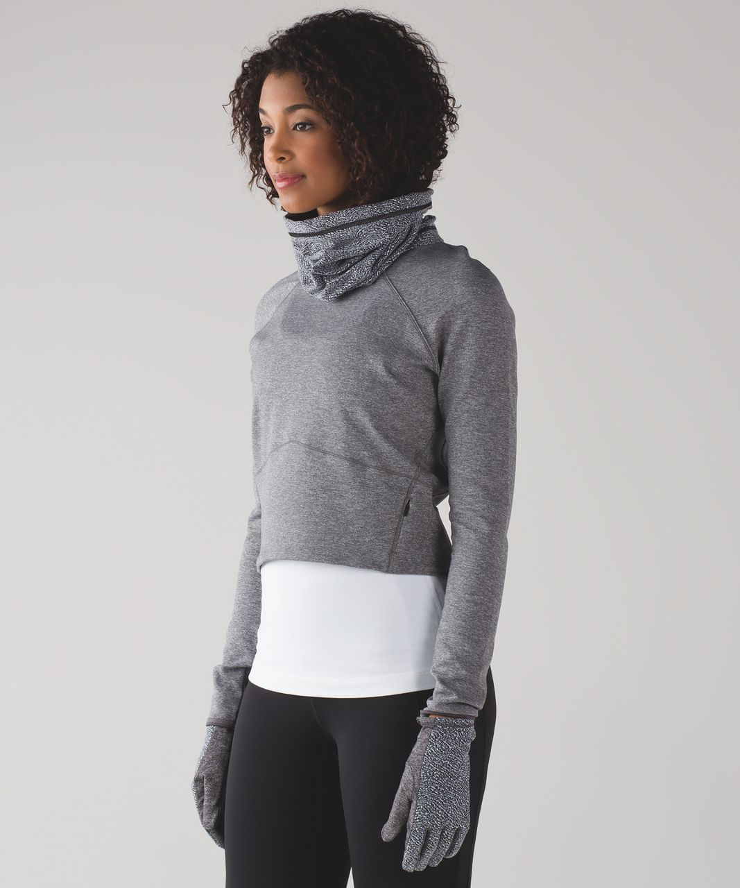 Lululemon Run Fast Neck Warmer - Running Luon Ripple Jacquard Black White