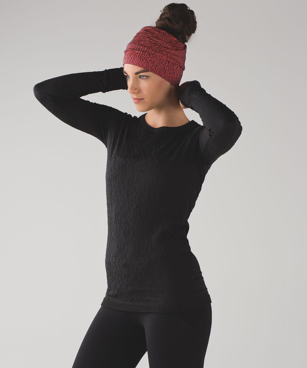 Lululemon Top Knot Toque - Running Luon Spray Jacquard Electric Coral Black