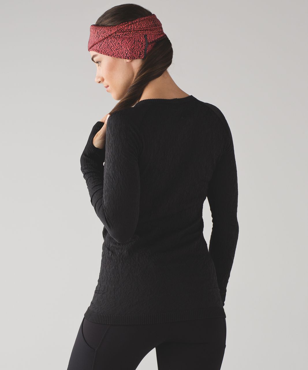 Lululemon Top Knot Toque - Running Luon Spray Jacquard Electric Coral Black