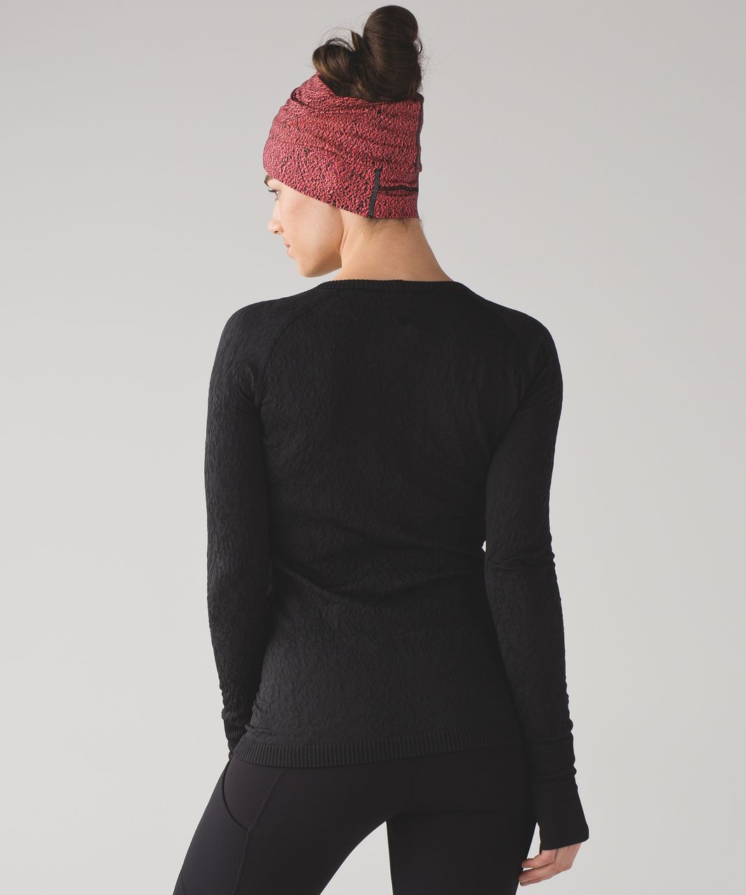 Lululemon Top Knot Toque - Running Luon Spray Jacquard Electric Coral Black