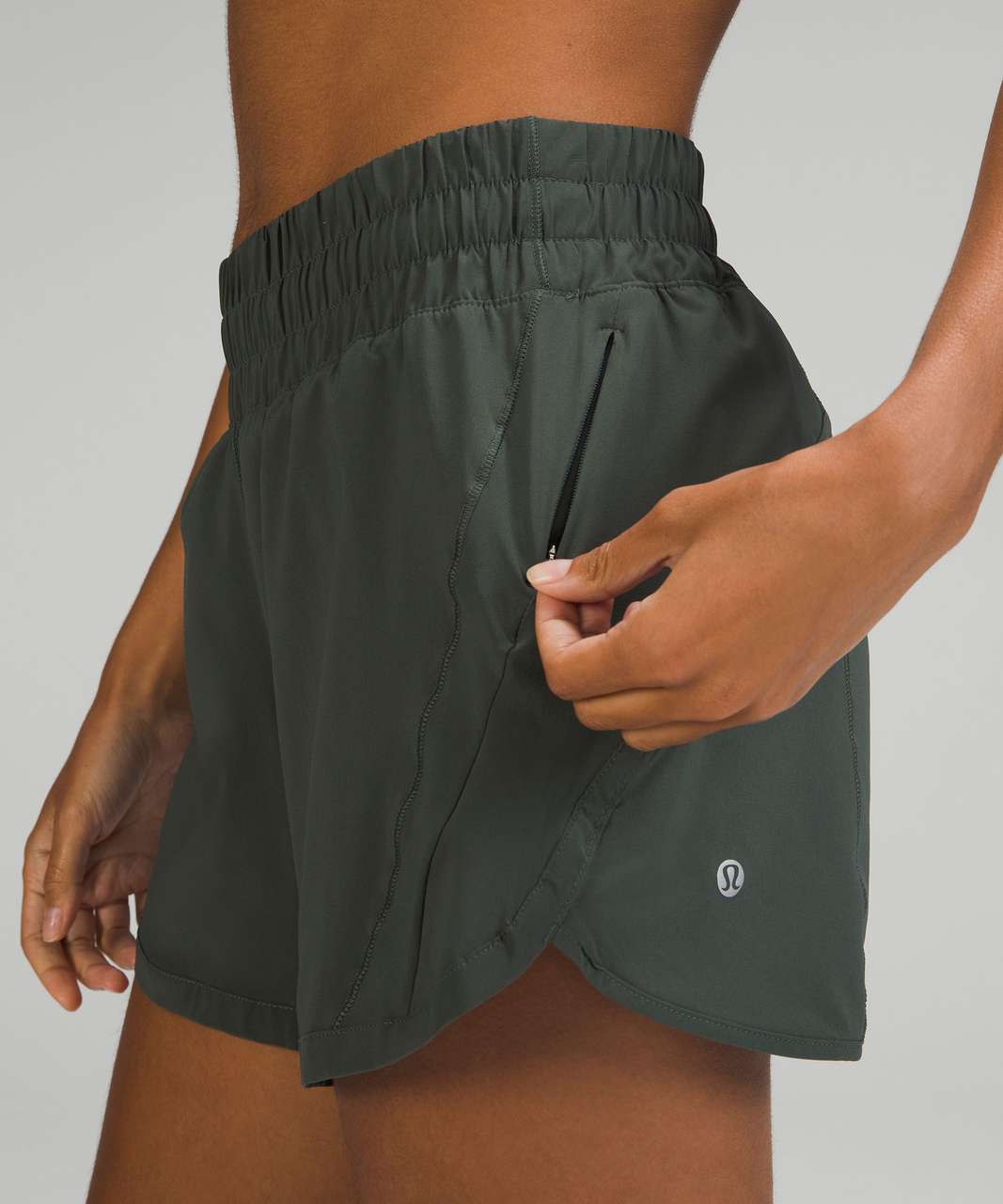 Lululemon Track That Mid-Rise Lined Short 5" - Smoked Spruce