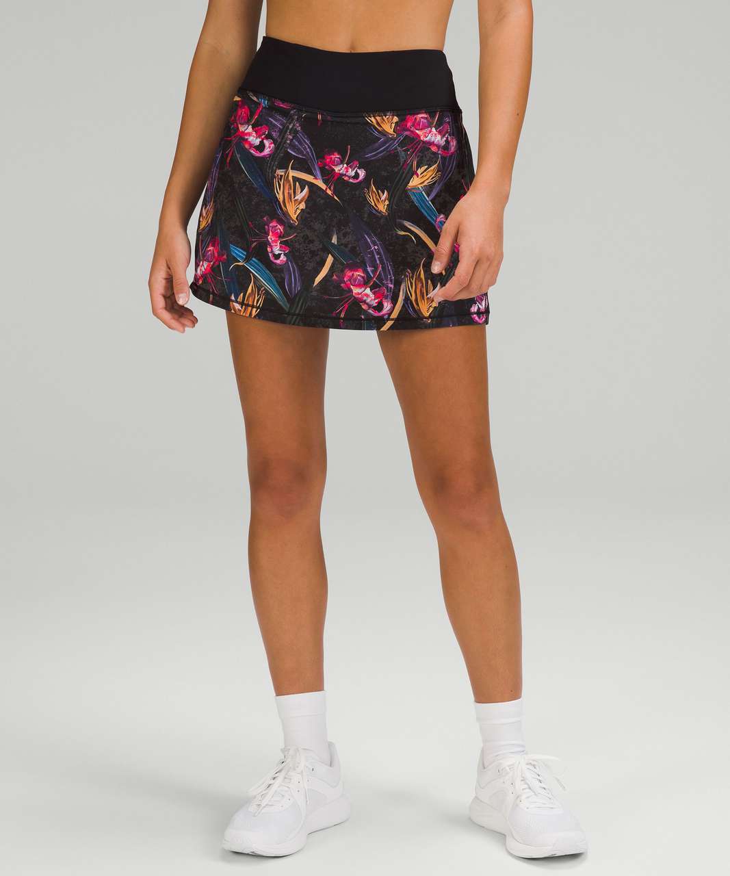 Lululemon Pace Rival Mid-Rise Skirt *Long - Veiled Floral Black Multi