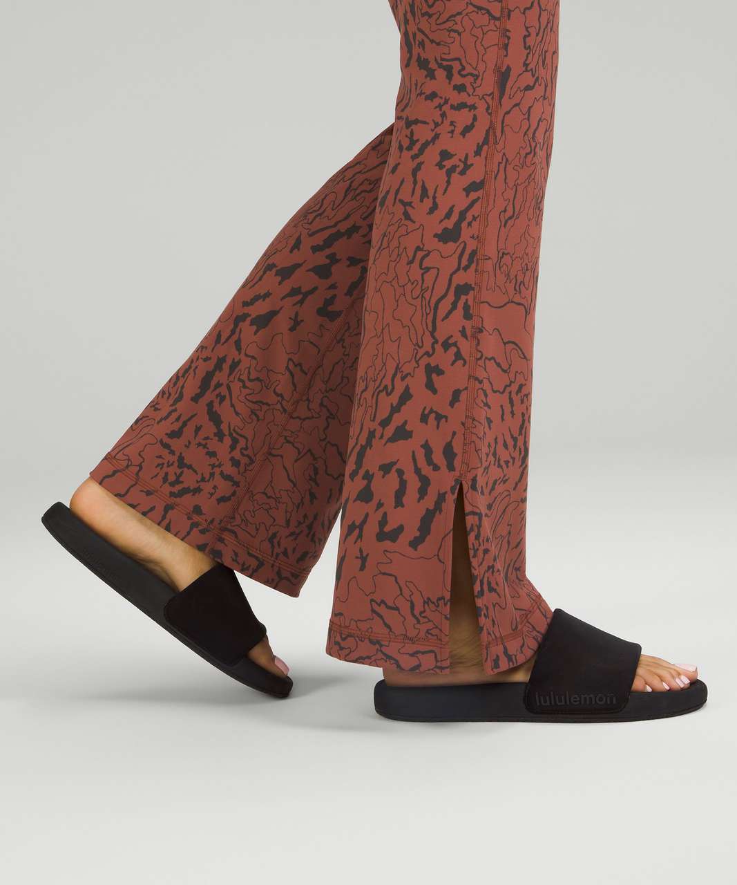 High Waisted Hook On Side Split Fitted Flare Trouser Brown I Lily Lulu