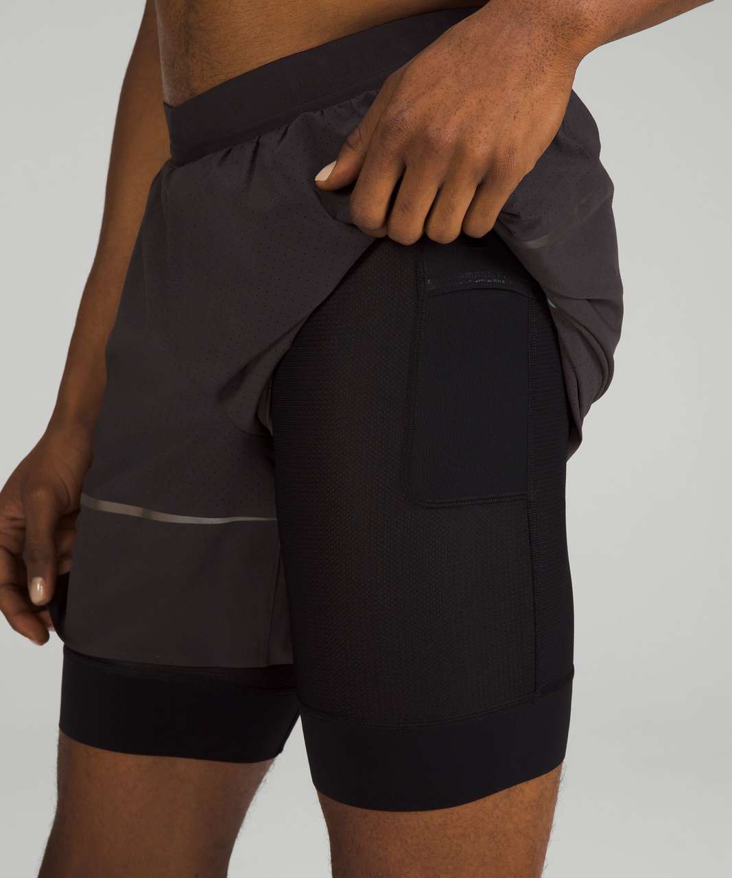 Lululemon Surge Lined Short 6 *Special Edition - Black Granite / Black -  lulu fanatics