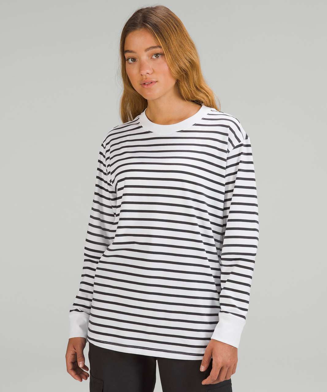 Lululemon All Yours Cotton Long Sleeve Shirt - Yachtie Stripe White Graphite Grey (First Release)