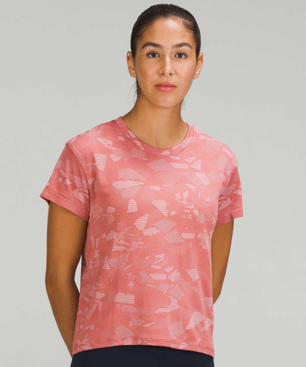 Lululemon Train to Be Short Sleeve Shirt - Mosaic Multiply Brier Rose / Pink Peony