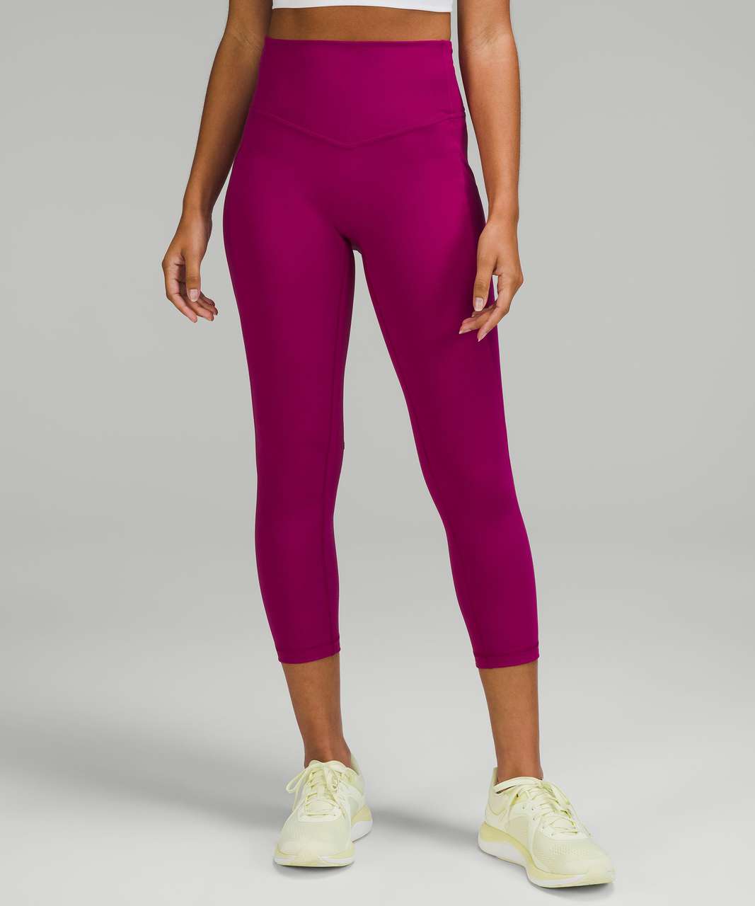 Lululemon Leggings Cropped Plum Criss Cross Mesh Mid Rise Size