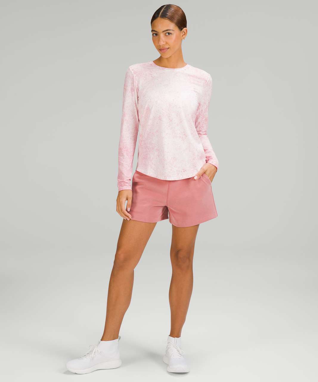 Lululemon Love Long Sleeve Shirt - Cirrus Wash White Pink Peony Brier Rose