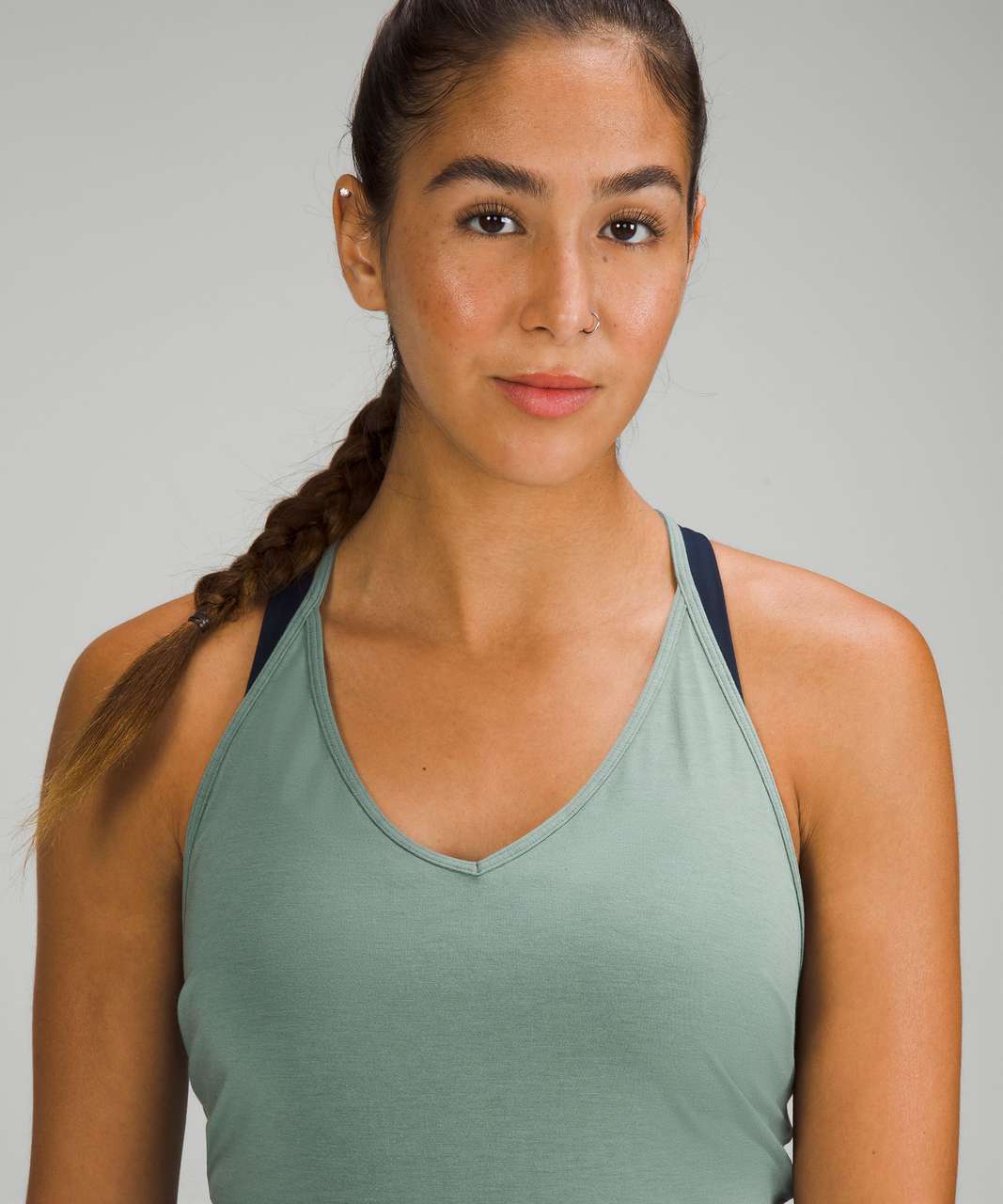 Lululemon Womens Light Wash Green Modal Silk Yoga Tank Top Size 2