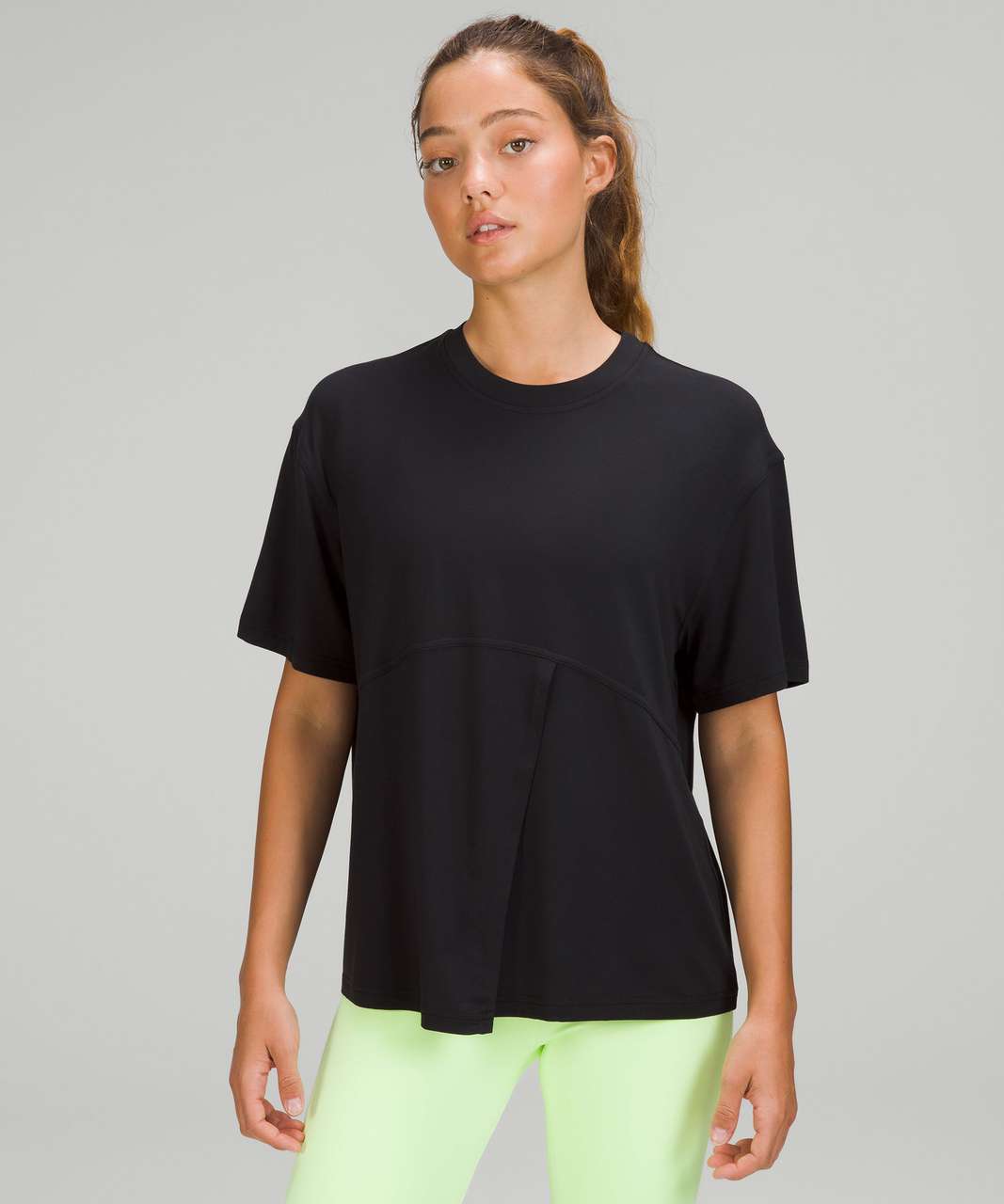 Lululemon Modal-Silk Blend Tie-Front Yoga T-Shirt - Black