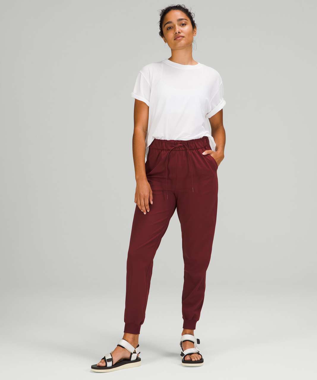 lululemon athletica, Pants & Jumpsuits, Red Merlot Lululemon Dance Studio  Mid Rise Jogger Size 2