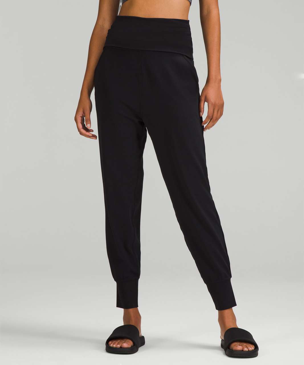 Lululemon Align Super-High-Rise Ribbed-Waist Jogger - Black - lulu fanatics