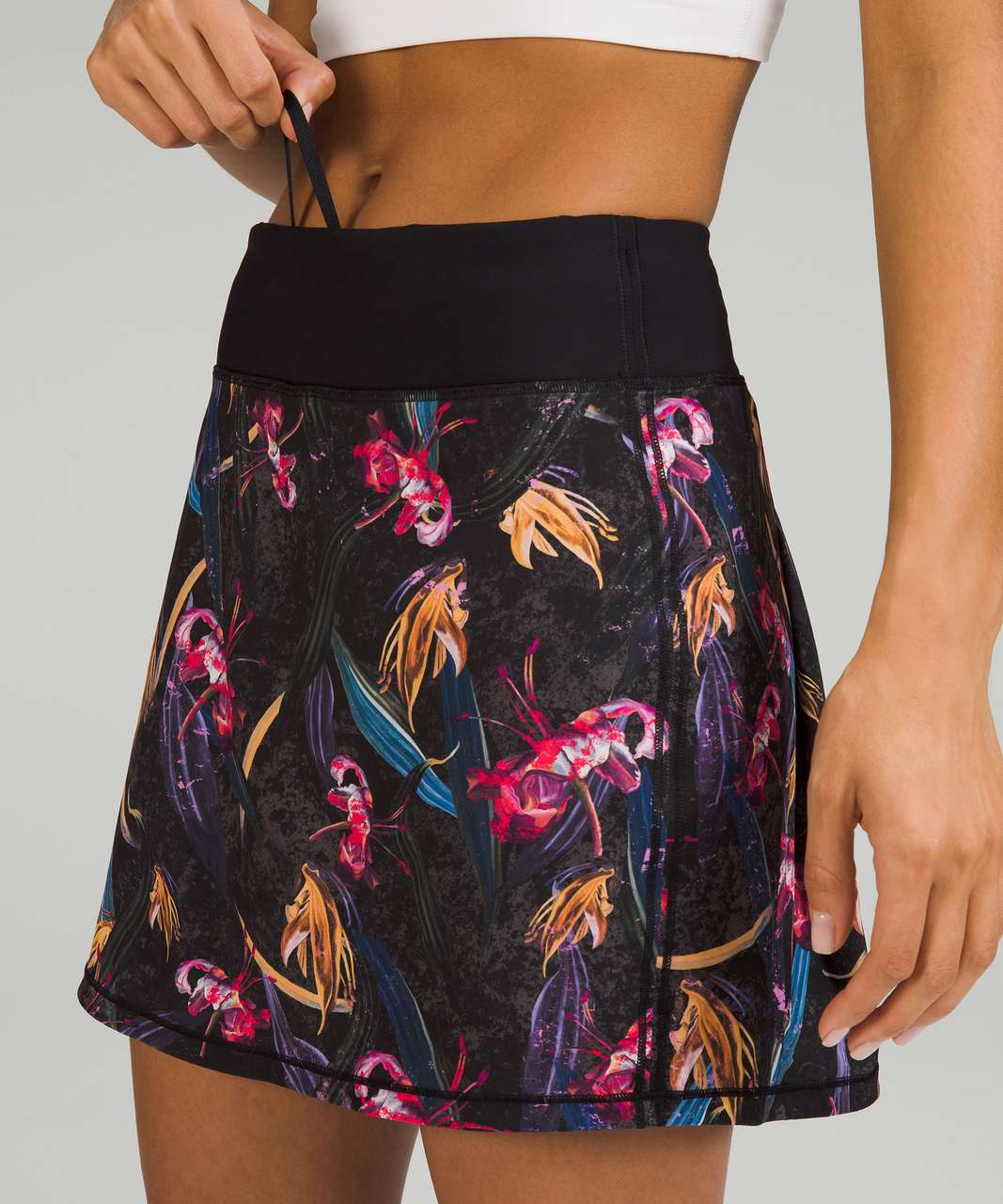 Lululemon Pace Rival Mid-Rise Skirt *Extra Long - Veiled Floral Black Multi
