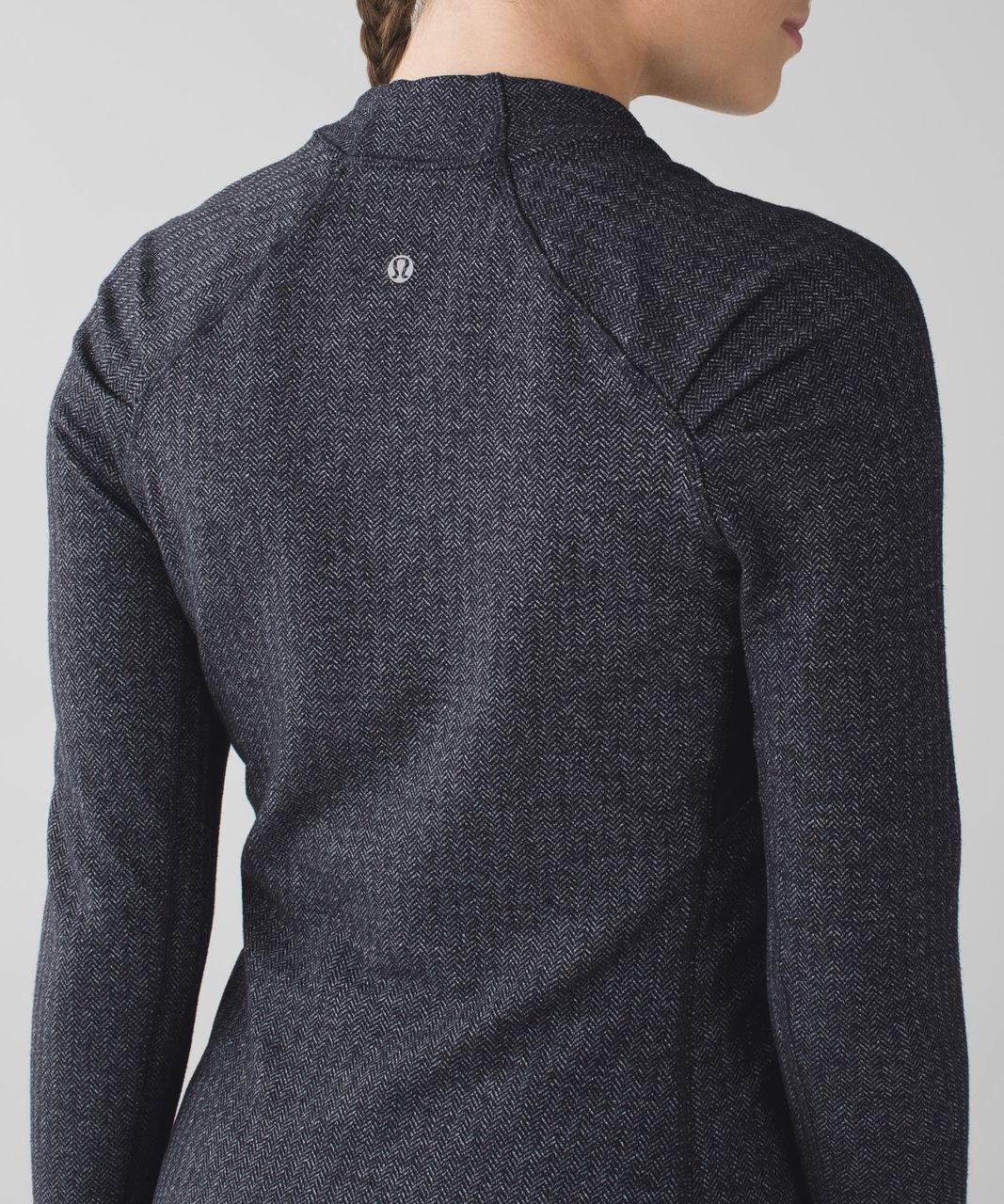 Lululemon Think Fast Long Sleeve - Heathered Herringbone Heathered Black Black / Black