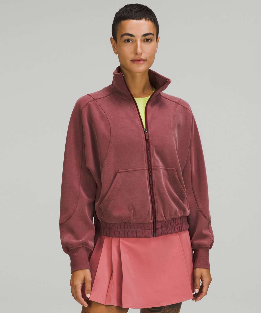 Lululemon Scuba Oversized Full Zip - Red Merlot - lulu fanatics