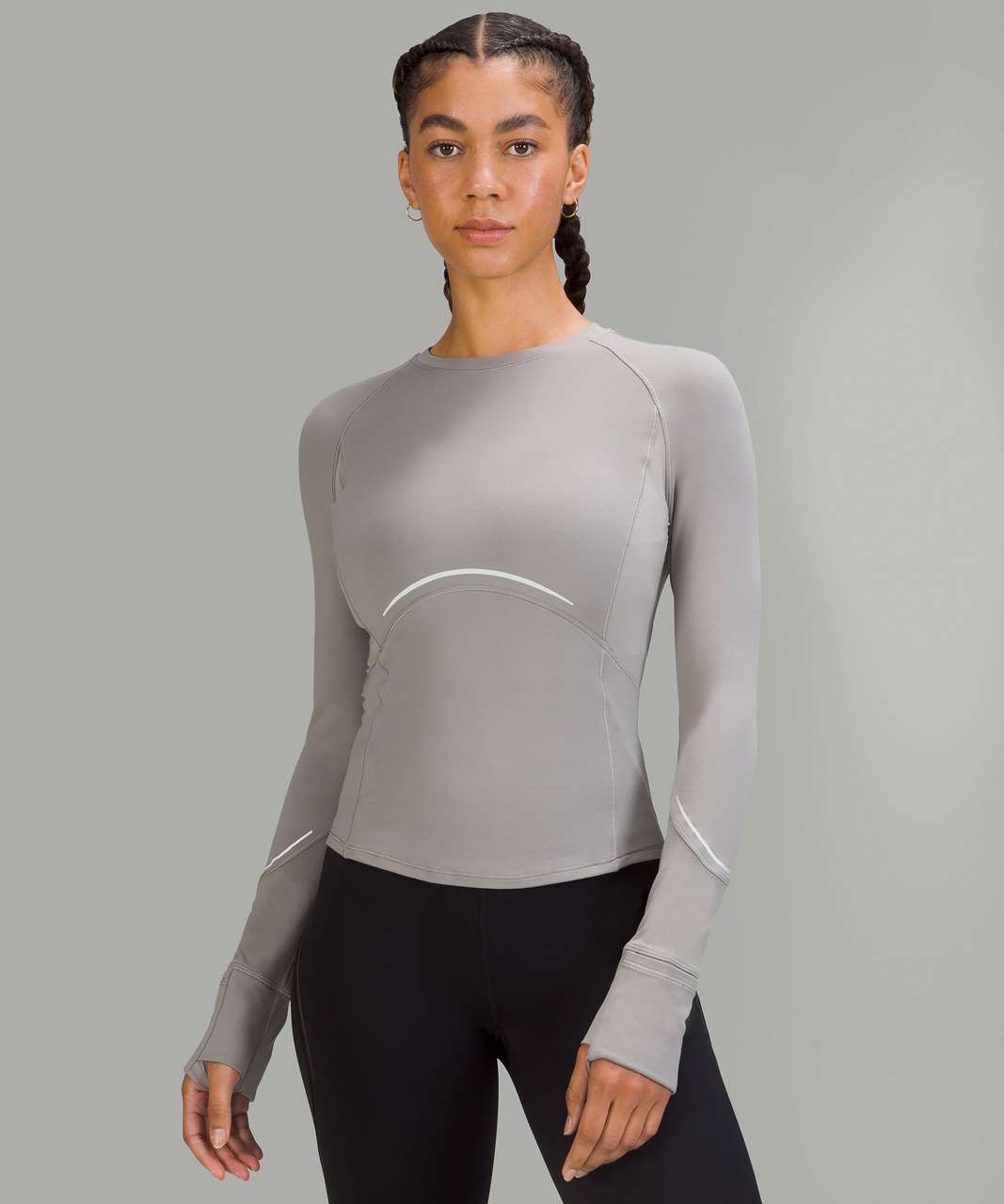 Lululemon Rulu Reflective Running Long Sleeve Shirt - Gull Grey - lulu  fanatics