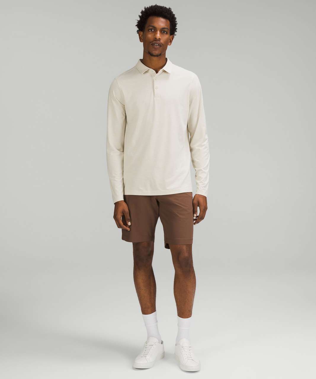 Lululemon Evolution Long Sleeve Polo Shirt - Heathered Natural Ivory