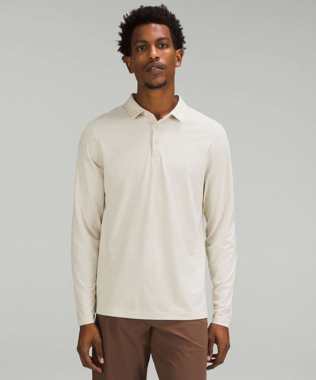 Lululemon Evolution Long Sleeve Polo Shirt - Heathered Natural Ivory ...