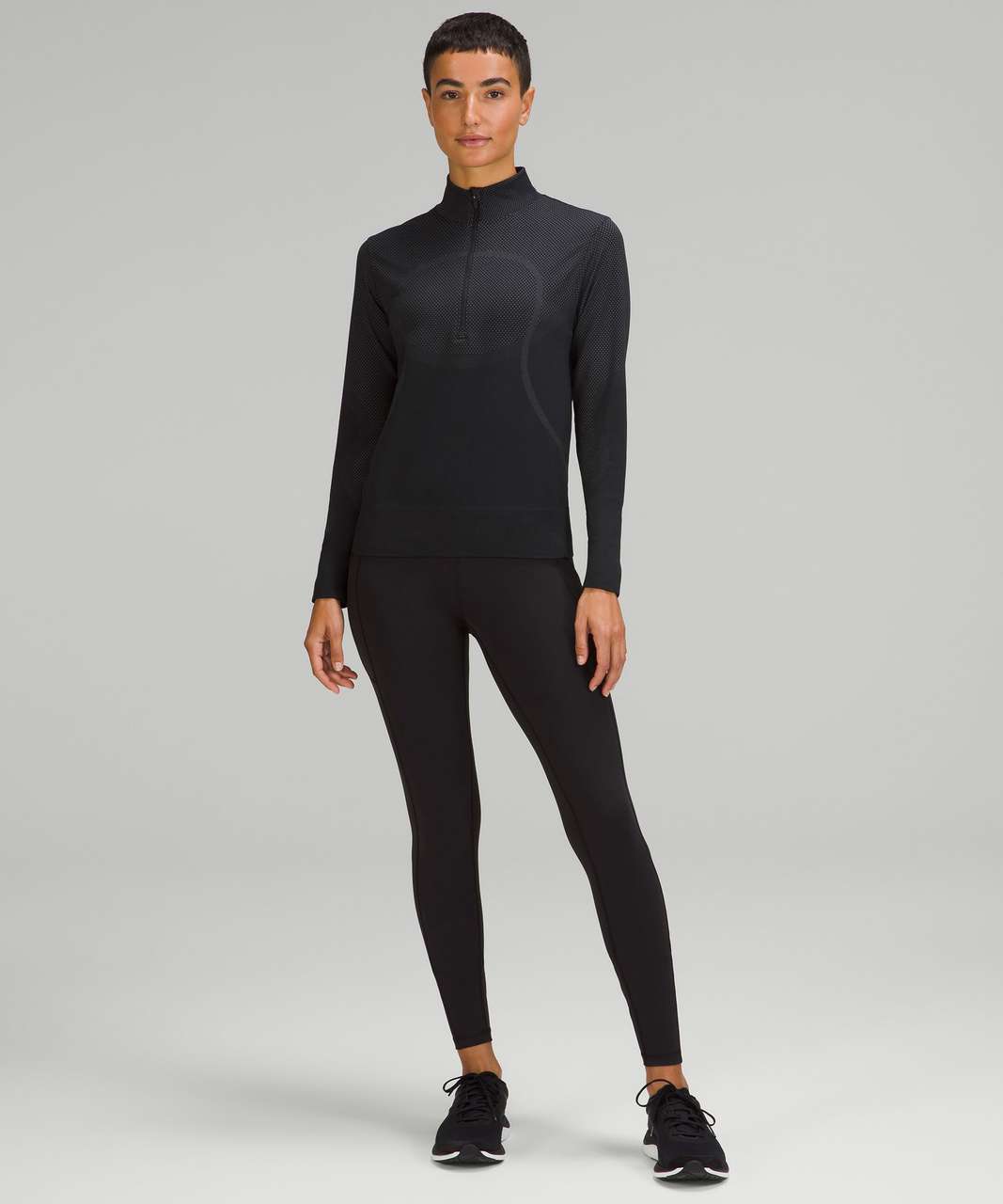 Lululemon Swiftly Relaxed Half Zip - Black / Rhino Grey - lulu fanatics