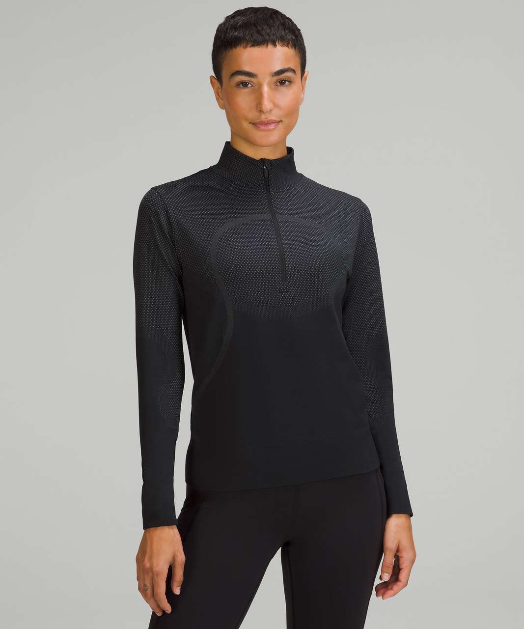 Lululemon Swiftly Relaxed Half Zip - Black / Rhino Grey