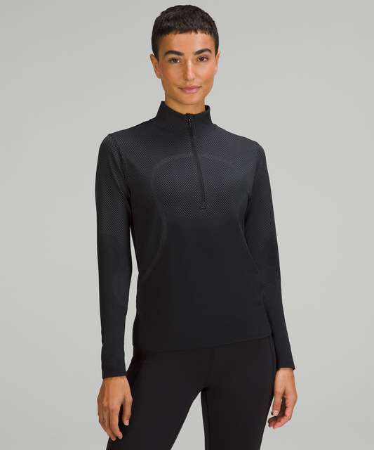 Lululemon Swiftly Relaxed Half Zip - Smoked Spruce / Wasabi - lulu fanatics