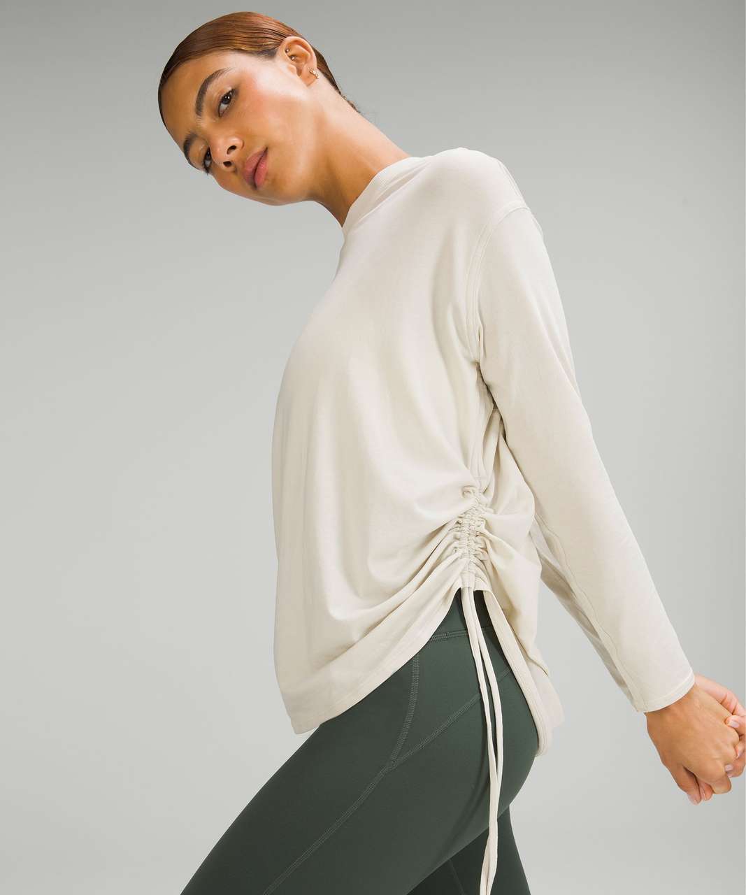 Pima Cotton Side-Cinch Long-Sleeve Shirt