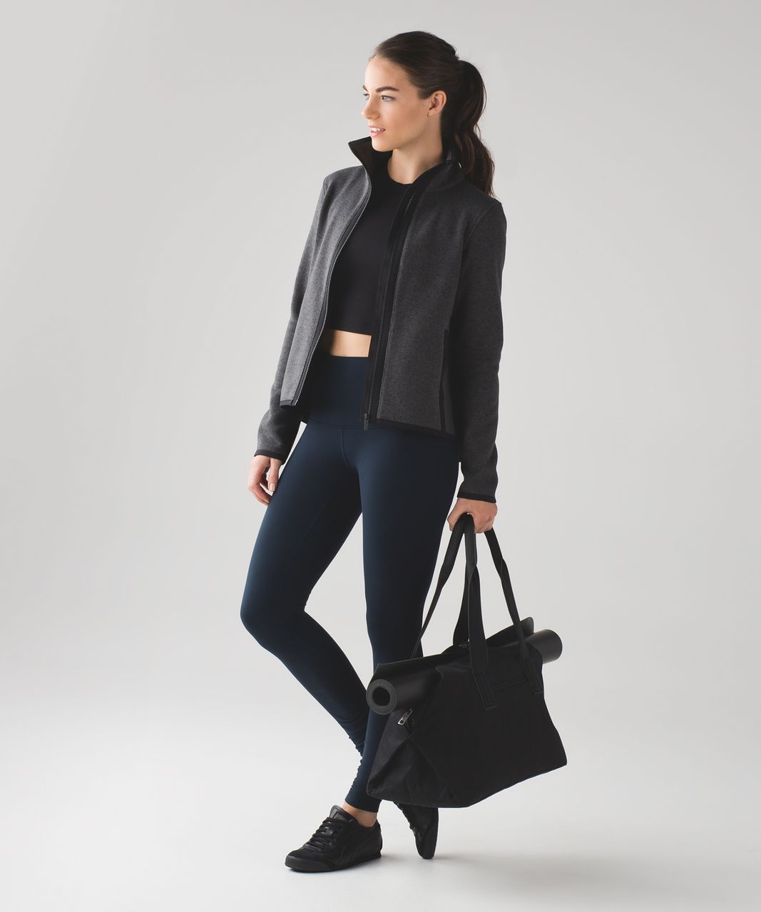 Lululemon Its Fleecing Cold Zip Up - Heathered Black / Black