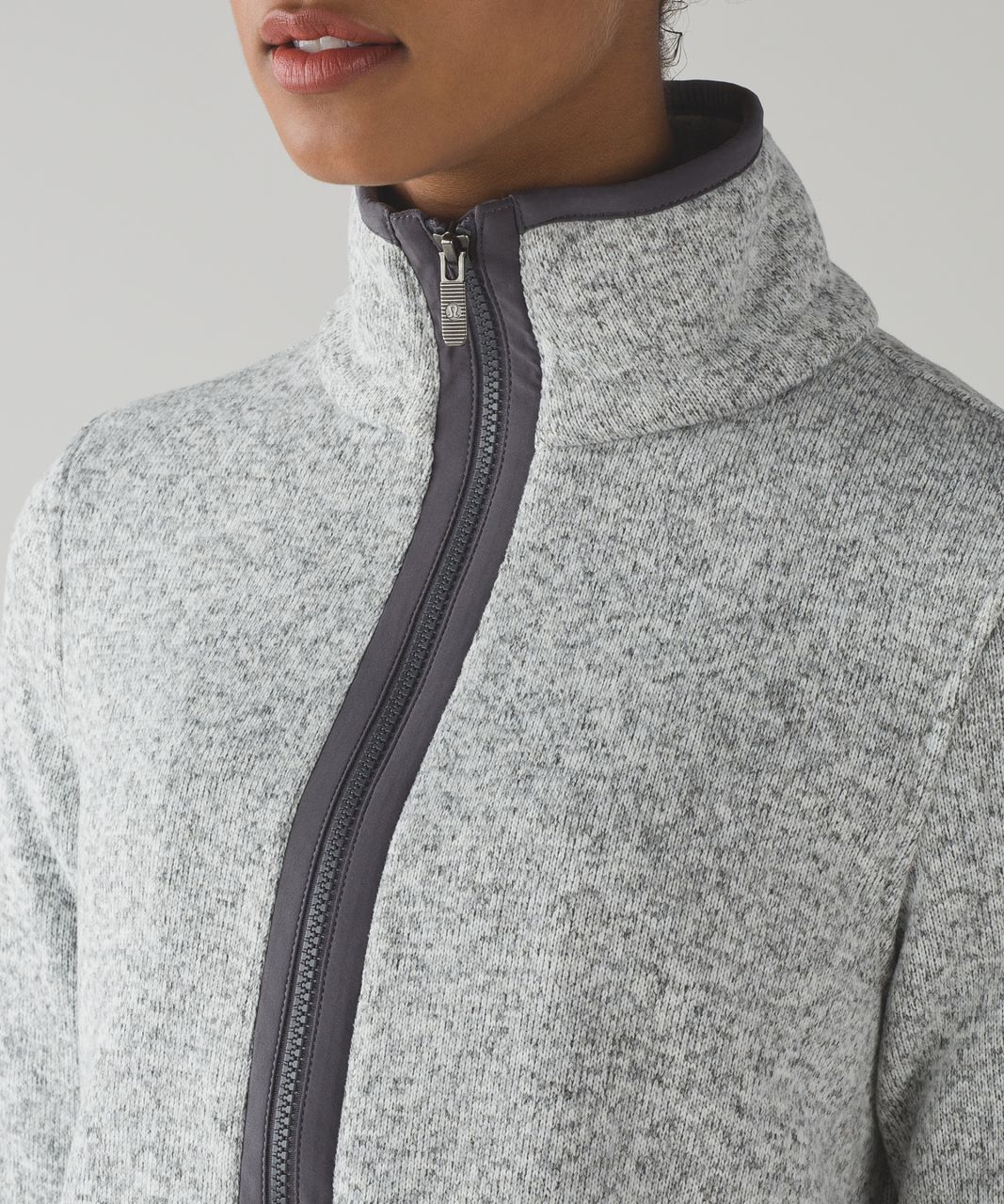 Lululemon Its Fleecing Cold Zip Up - Heathered White / Dark Carbon