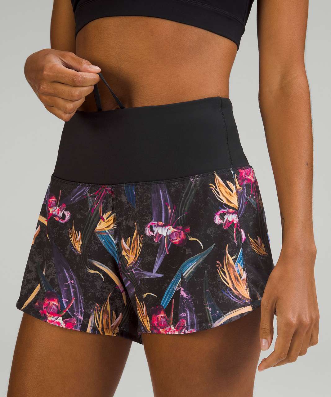 Lululemon Speed Up High-Rise Lined Short 4" - Veiled Floral Black Multi / Black