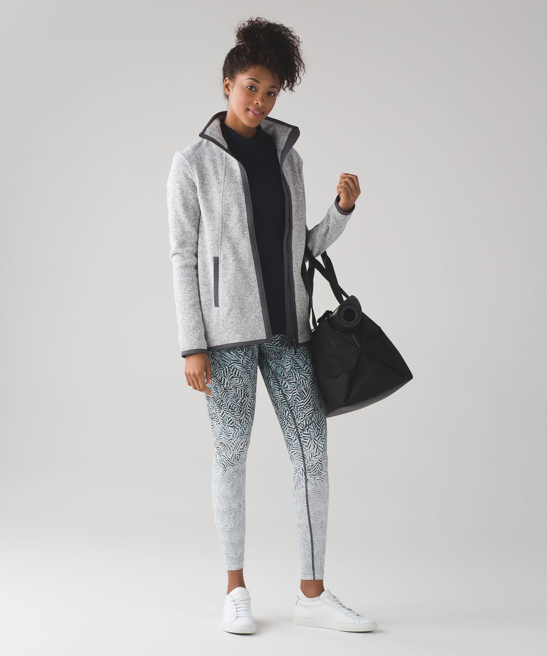 Lululemon Its Fleecing Cold Jacket - Heathered White / Dark Carbon - lulu  fanatics