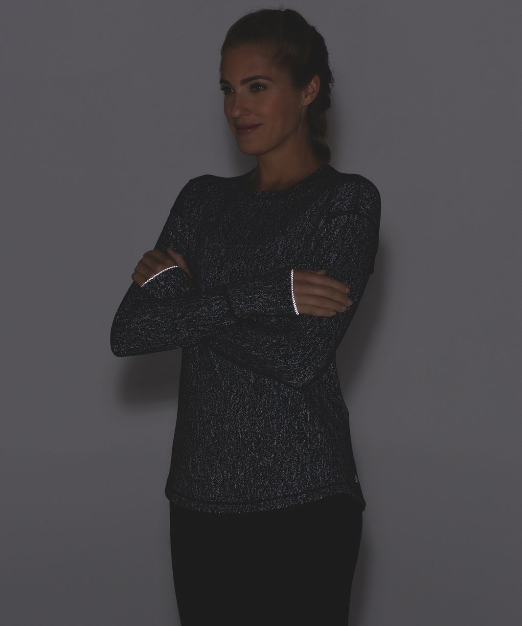 Lululemon Outrun Long Sleeve - Suited Print White Black