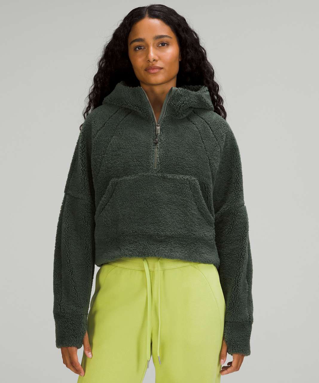 Lululemon Scuba Oversized Funnel Neck Half Zip - Green Foliage - lulu  fanatics